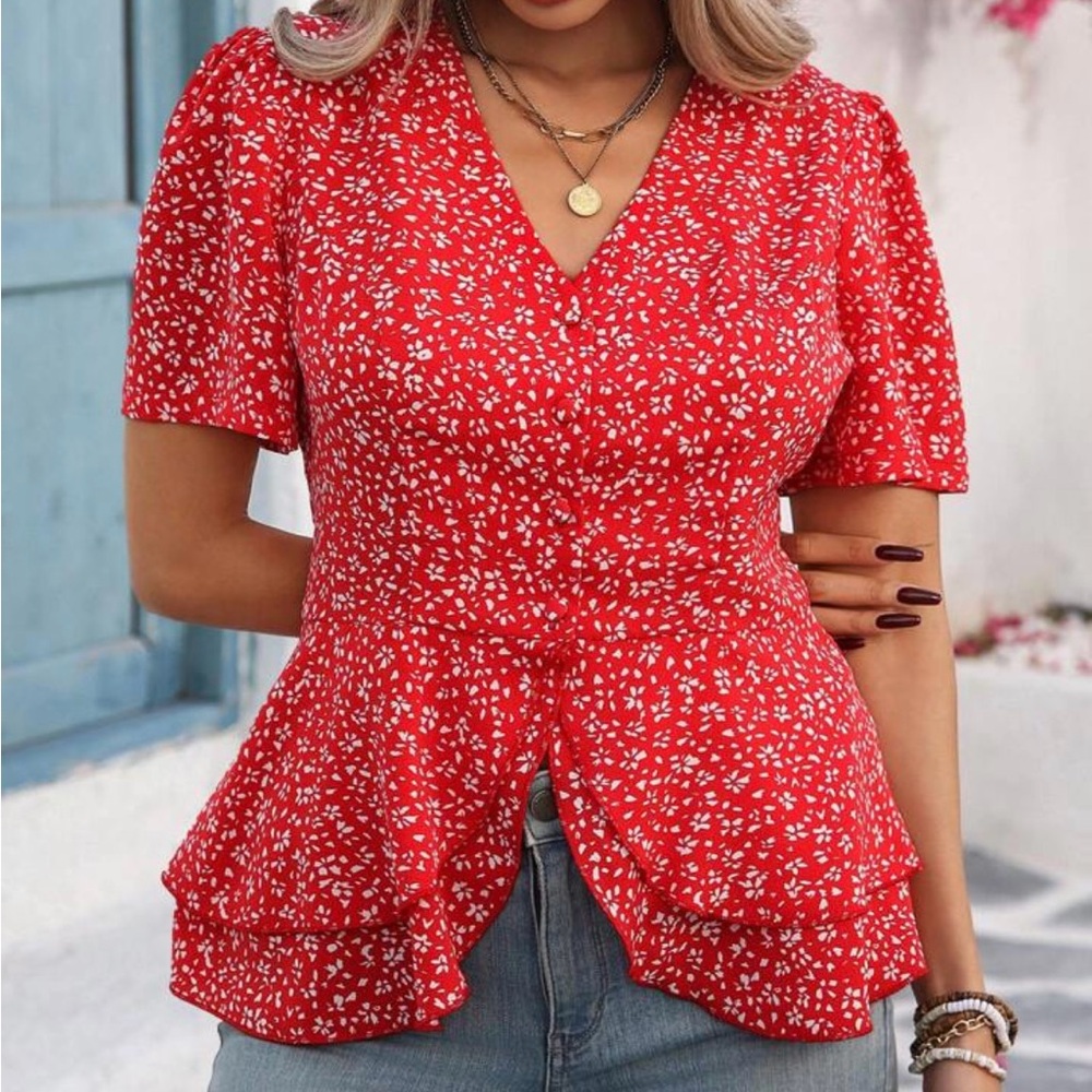 Floral V-Neck Women's Top